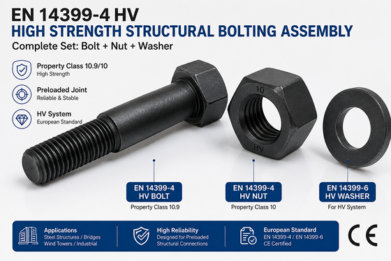 M12-M36 EN14399-10 Cup/Countersunk Head HRC 10.9 Bolts Preloaded Bolting