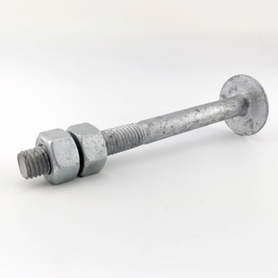 Hot Dip Galvanized 3/4 Tower Bolt with two hex nuts per ASTM A394 Type 0