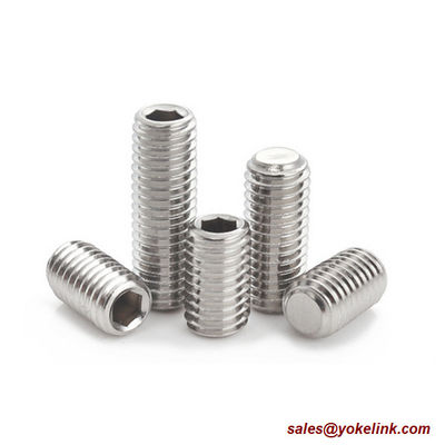 ASME B18.3, DIN 913 Stainless Steel Socket Set screws with Flat Point, Nylok patch