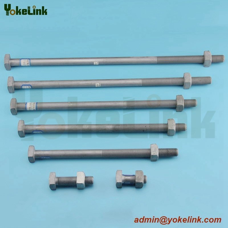 High tensile HDG ANSI C135.10 square machine bolt for Pole Line Hardware